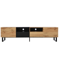 Mueble TV con Diseño Robusto 190x38x48 cm Madera Natural y Negro