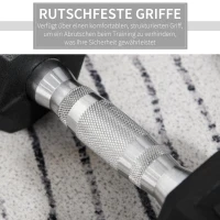 HOMCOM Hexagon Kurzhantel Gusseisen Hantel Gummi-Hantel Griff gerändelt Gewichte Metall Gummi schwarz 2 x 8 KG(m-5)