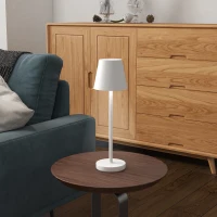 HOMCOM Candeeiro de Mesa com Luzes LED Candeeiro de Mesa Sem Fios Recarregável por USB-C 3 Cores Ø11,2x36,5 cm Branco(m-2)