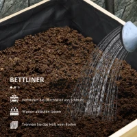 Outsunny Wysoki Klomb Pudełkowy, Design Przemysłowy, Odporny na warunki atmosferyczne, Podszewka filcowa, 22 x 22 x 54 cm, Naturalne + Czarny(m-7)