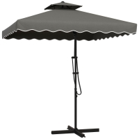 Outsunny Tuinparasol, zweefparasol, decoratieve rand, ventilatiedak, metalen frame, 2,4x2,4x2,6m, donkergrijs