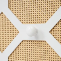 Cómoda y Aparador de Tres Puertas con Puertas de Ratán Estructurado Estantes Regulables y Patas Doradas Blanco(m-4)