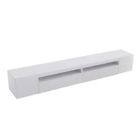 Mueble TV Moderno Blanco Panel Luminoso Iluminación Led Variable Sala de Estar y Comedor 240 cm Blanco(m-10)