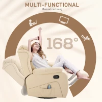 HOMCOM Fotoliu de Ralaxare cu 8 puncte de masaj și Încălzire, Fotoliu Reclinabil cu Suport pentru Picioare, 97x92x104 cm, Bej(m-5)