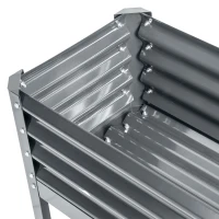 Outsunny Grządka na rośliny, skrzynka na kwiaty, odporna na warunki atmosferyczne, 100 cm x 45 cm x 80 cm, Srebrny(m-8)