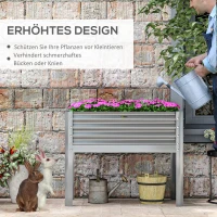 Outsunny Grządka na rośliny, skrzynka na kwiaty, odporna na warunki atmosferyczne, 100 cm x 45 cm x 80 cm, Srebrny(m-7)