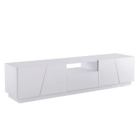 Mueble TV Moderno 170 cm Estilo Patchwork Diagonal Diseño Irregular Sin Manijas Puertas Brillantes Paneles de MDF Blanco(m-9)