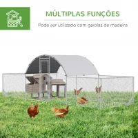 PawHut Galinheiro de Exterior de Aço Galvanizado para 12-14 Galinhas ao Ar Livre com 3 Ambientes 6,6x9x1,9m Prata(m-8)