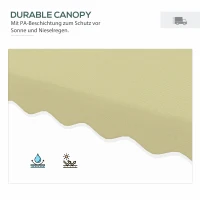 Outsunny Tuinparasol, zweefparasol, decoratieve rand, ventilatiedak, metalen frame, 2,4x2,4x2,6m, Beige(m-5)