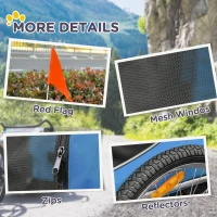 PawHut Steel Dog Bike Trailer Pet Cart Carrier for Bicycle Kit Water Resistant with Hitch Coupler Travel Black and Blue(m-8)