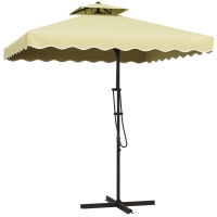 Outsunny Tuinparasol, zweefparasol, decoratieve rand, ventilatiedak, metalen frame, 2,4x2,4x2,6m, Beige