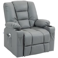 HOMCOM Fotel Masujący z Funkcją Podnoszenia dla Seniorów, z pilotem zdalnego sterowania, 4 tryby masażu, 90 cm x 98 cm x 102 cm, Szary(m-1)