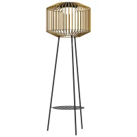 Outsunny Tuinlamp, Zonne- & USB-voeding, Automatische inschakeling, Plantenplank, Bruin/Zwart(m-1)