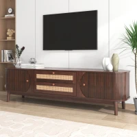 Mueble TV en Ratán con Puertas y Cajones Estilo Rústico Natural(m-8)