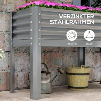 Outsunny Grządka na rośliny, skrzynka na kwiaty, odporna na warunki atmosferyczne, 100 cm x 45 cm x 80 cm, Srebrny(m-5)