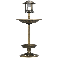 Outsunny Vogelbad Vogelhuis Voederschaal, weerbestendig, 2 schalen, vintage design, 50 x 50 x 110 cm, Bronskleurig