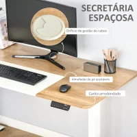 Vinsetto Secretária Elétrica de Pé com Ajuste Elétrico de Altura e 4 Teclas de Memória para Casa Escritório 140x70x72-116 cm Branco e Natural(m-6)