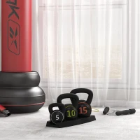 SPORTNOW Zestaw Kettlebell, 3 Kule Hantli 2,2kg/4,5kg/6,8kg, Okryte Tworzywem, Czarny(m-2)