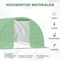 Outsunny Kas met folie, loopbaar, 8 ramen met vliegengaas, stevige folie, stalen frame, 6 x 3 x 2 m, groen(m-4)