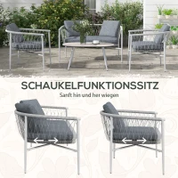 Outsunny Tuinset, 4-delig, Schommelfunctie, Zitkussens, Polyrattan, Metalen frame, Grijs(m-7)