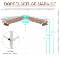 Outsunny Freistehende Markise, neigungsverstellbar, Handkurbel, Metallgestell, wetterfest, 4x3m, Kaffee(m-6)