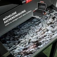 Outsunny Houtskoolgrill met Deksel, Warmhoudrooster, Aslade, Thermometer, Roestvrij, 68,5x50x54cm, Zwart/Rood(m-8)