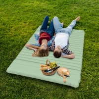 Outsunny Opblaasbaar campingmatras, inclusief luchtpomp, 1 kussen, 200 x 135 x 10 cm, groen(m-2)