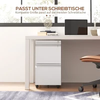 Vinsetto Mobiele Ladekast Archiefkast Organizer, 2 Laden, afsluitbaar, 37 x 43,5 x 67,5 cm, Wit(m-8)