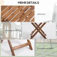 Outsunny Bijzettafel Buiten, 2-delige Tuintafel, Inklapbare Kampeertafel van Hout, Klaptafel voor Tuin, Balkon, Teak, 45 x 45 x 45 cm(m-7)