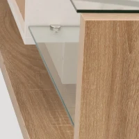 Mobile TV Moderno stile country con colori bianco lucido e legno, pannelli in vetro e illuminazione a LED, Bianco(m-5)