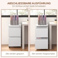 Vinsetto Mobiele Ladekast Archiefkast Organizer, 2 Laden, afsluitbaar, 37 x 43,5 x 67,5 cm, Wit(m-6)