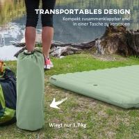 Outsunny Opblaasbaar campingmatras, inclusief luchtpomp, 1 kussen, 200 x 135 x 10 cm, groen(m-7)
