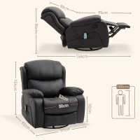 HOMCOM Poltrona Relax Massaggiante con Reclinazione e Poggiapiedi, 97x92X104cm Nero(m-3)
