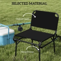 Outsunny Set de 2 Scaune Pliante Multifuncționale, Scaun de Camping, Cadru Metalic și Țesătură Oxford, 51x58x72 cm, Negru(m-5)