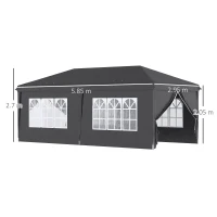 Outsunny 3 x 6 m Garden Pop Up Gazebo, Wedding Party Tent Marquee, Water Resistant Awning Canopy with Sidewalls, Windows, Carry Bag, Black(m-3)