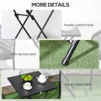 Outsunny Măsuță de Cafea Pliabilă Pătrată cu Picioare Antiderapante, Măsuță de Cafea Exterioară din Oțel, 60x60x71 cm, Negru(m-6)