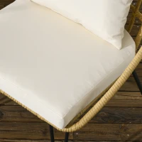 Outsunny Set Grădină din Ratan din 5 Piese, Set de Exterior cu Masă Rotundă și 4 Scaune cu Perne, 82x82x50 cm, Bej(m-9)