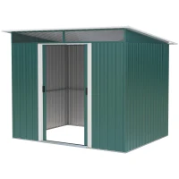 Outsunny Metal Garden Storage Shed, Tool Storage House with Double Doors and Lightsky Panels, 8.5 x 6ft(m-11)