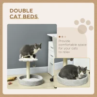 PawHut 44cm Cat Tower, Cat Tree for Indoor Cats, with Sisal Cat Scratching Post, Toy Ball - Light Grey(m-4)