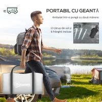 Outsunny Cort de Camping pentru 4 Persoane, Impermeabil, cu Zonă de Noapte și Zonă de Zi, din Poliester, 430x300x190 cm, Gri(m-7)