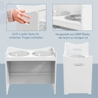 PawHut Voederstation voor Honden, 2 Roestvrijstalen kommen, verstelbaar in hoogte, 54x31,5x47cm, Wit(m-5)