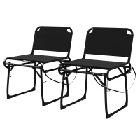 Outsunny Set de 2 Scaune Pliante Multifuncționale, Scaun de Camping, Cadru Metalic și Țesătură Oxford, 51x58x72 cm, Negru(m-10)