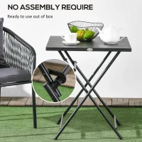 Outsunny Măsuță de Cafea Pliabilă Pătrată cu Picioare Antiderapante, Măsuță de Cafea Exterioară din Oțel, 60x60x71 cm, Negru(m-7)