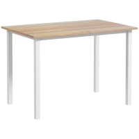 HOMCOM Eettafel voor 6 personen, Keukentafel, Uitschuifbaar, Inklapbaar, Bruin + Wit
