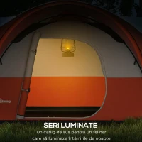 Outsunny Cort de Camping cu Verandă, Impermeabil, pentru 5-6 Persoane, Cort cu Geantă de Transport, 550x300x198 cm, Portocaliu(m-7)