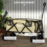 Outsunny Cărucior de Grădină Pliabil cu Mâner Telescopic, Cărucior de Exterior din Oțel, 105x52x70-110 cm, Kaki(m-7)