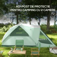 Outsunny Cort de Camping pentru 4 Persoane, Impermeabil, cu Zonă de Noapte și Zonă de Zi, din Poliester, 430x300x190 cm, Gri(m-4)