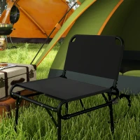Outsunny Set de 2 Scaune Pliante Multifuncționale, Scaun de Camping, Cadru Metalic și Țesătură Oxford, 51x58x72 cm, Negru(m-8)