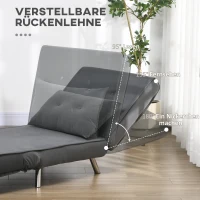 HOMCOM Fotel z funkcją spania, Składany fotel sypialny, Pikowanie, Wygląd lnu, 77 cm x 88 cm x 83 cm, Ciemnoszary(m-5)