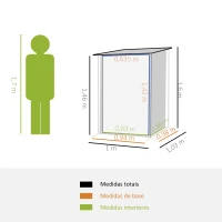 Outsunny Abrigo de Jardim 0,92 m² 100x103x160cm Abrigo Exterior de Aço Galvanizado com Porta Fechadura e Teto Inclinado para Armazenamento de Ferramentas Cinza Escuro(m-3)